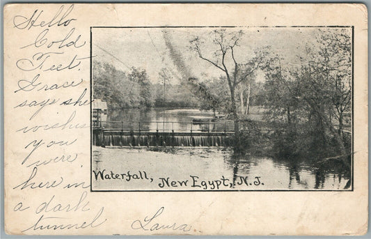 NEW EGYPT NJ WATERFALL ANTIQUE POSTCARD