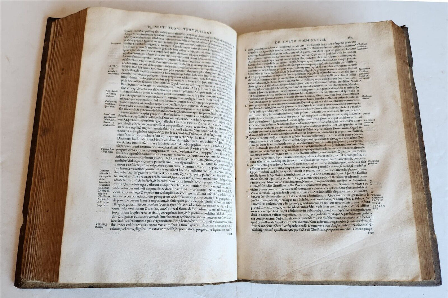 1545 TERULLIAN THEOLOGY in LATIN antique 16th CENTURY FOLIO PIGSKIN BOUND