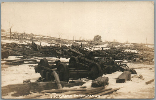 TRAIN WRECK at RICHMOND ANTIQUE REAL PHOTO POSTCARD RPPC