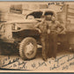 1943 WWII ERA THUNDERBOLT TRUCK military ANTIQUE REAL PHOTO POSTCARD RPPC