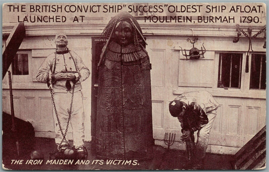 BRITISH CONVICT SHIP IRON MAIDEN & ITS VICTIMS ANTIQUE POSTCARD