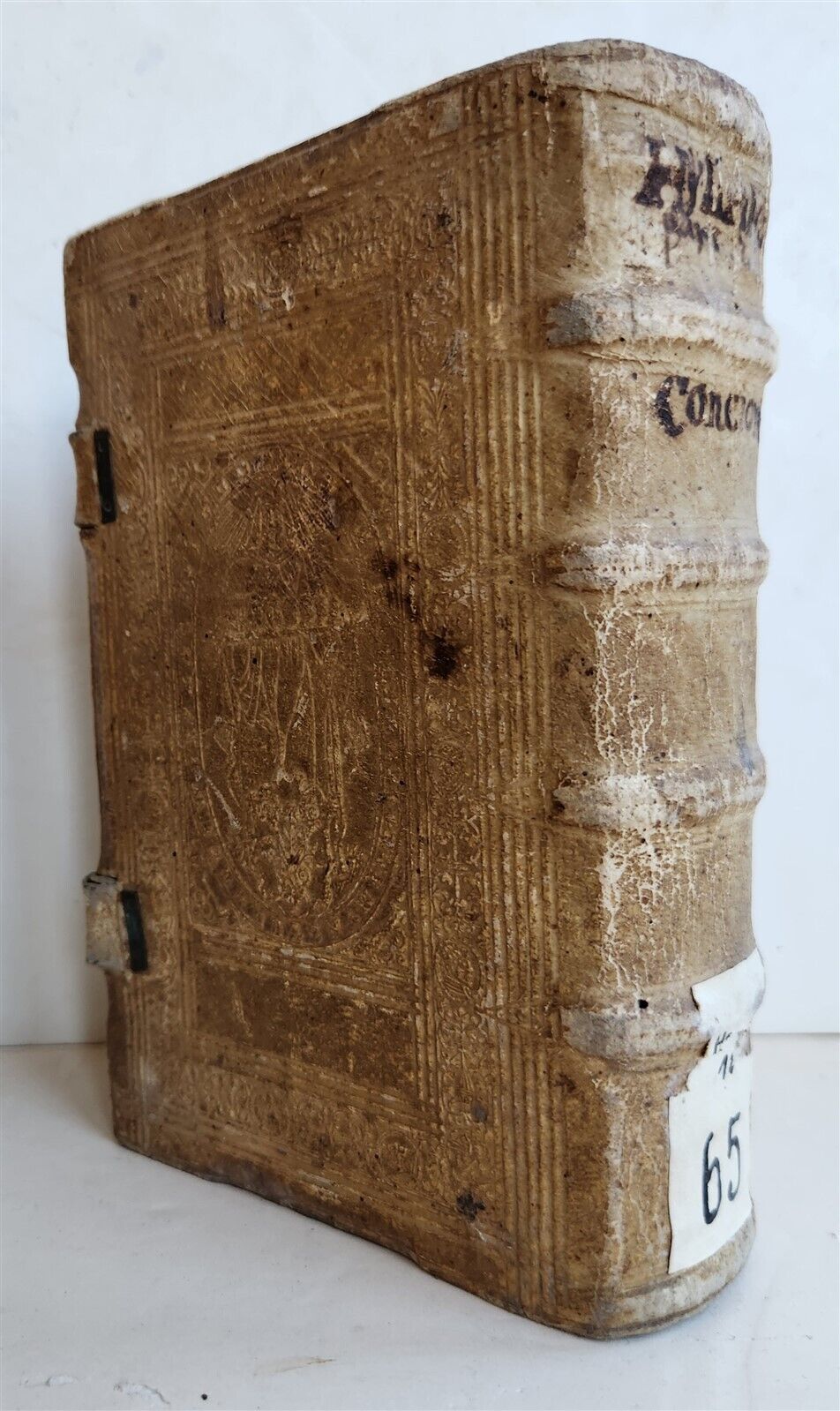 1604 SERMONS of Maurice Hylaret antique PIGSKIN BINDING UNICORN TITLEPIECE