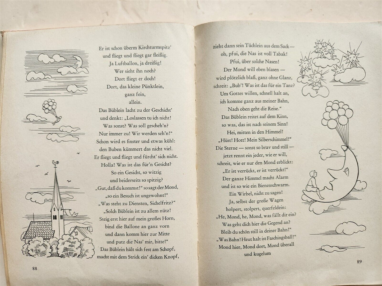 1951 CHILDREN BOOK in GERMAN vintage ILLUSTRATED THIENEMANNS SCHATZASTLEIN