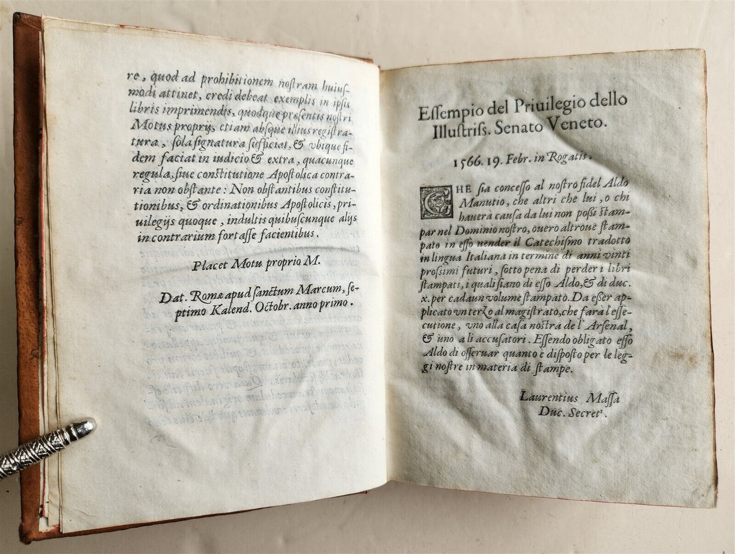 1567 ALDINE PRESS CATECHISMO by Felice FIGLIUCCI antique 16th CENTURY