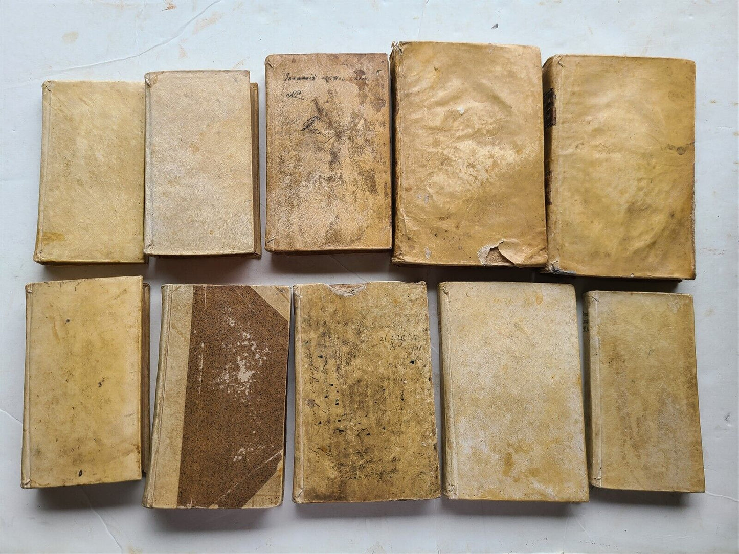 18th CENTURY BINDINGS - LOT of 10 VELLUM BOUND BOOKS antique