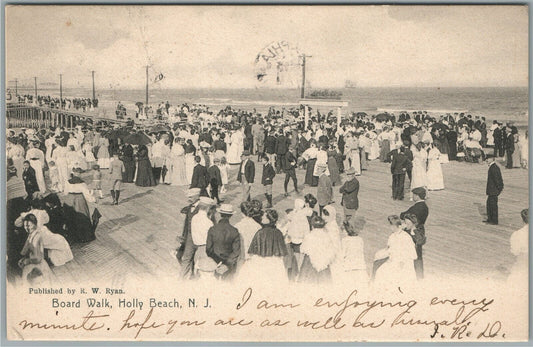 HOLLY BEACH NJ BOARDWALK ANTIQUE POSTCARD