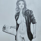 ILLUSTRATION ART FEMALE lot of 4 EROTIC PENCIL DRAWINGS vintage signed