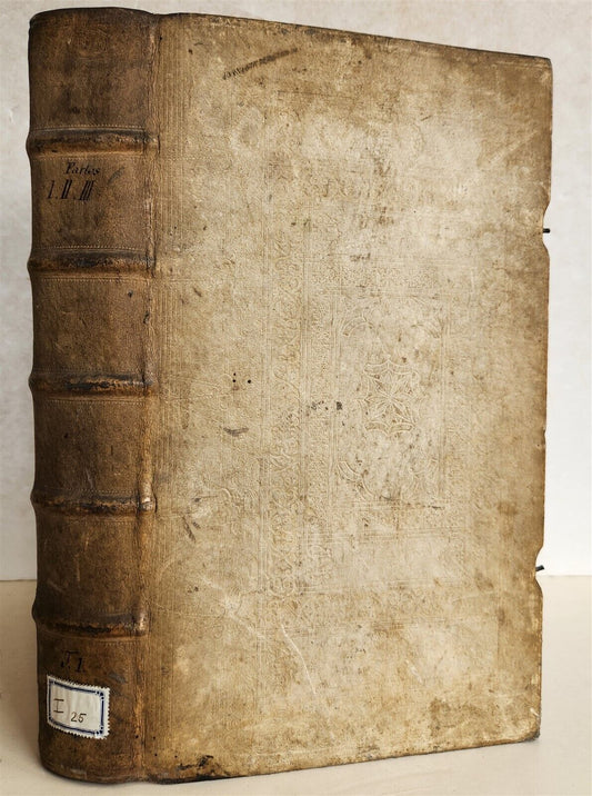 1748 CANON LAW by ESPENIUS antique BLIND-STAMPED PIGSKIN FOLIO