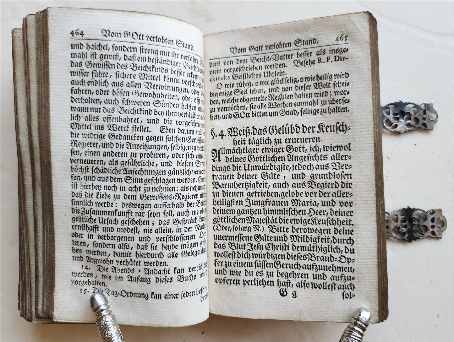 1754 GERMAN DEVOTIONAL BOOK antique BINDING w/ STUNNING SILVER FITTINGS