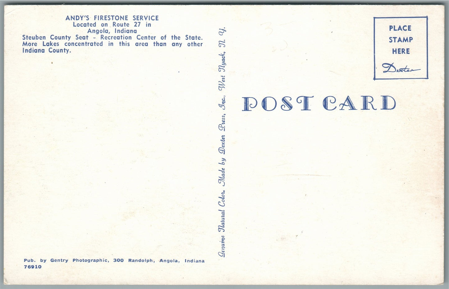 ANGOLA IN GAS & SERVICE STATION VINTAGE POSTCARD