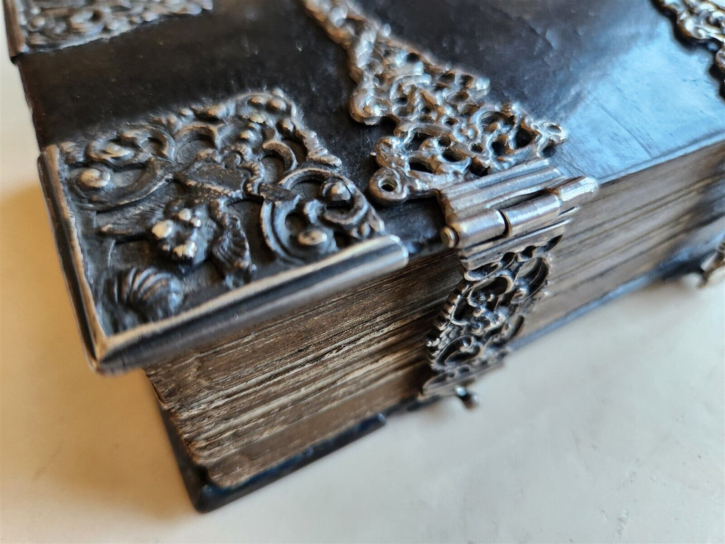 1754 GERMAN DEVOTIONAL BOOK antique BINDING w/ STUNNING SILVER FITTINGS