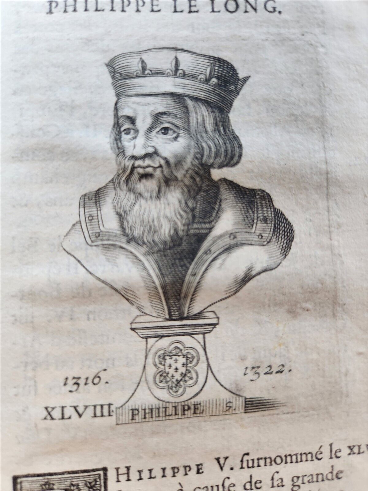1726 HISTORY of FRANCE ILLUSTRATED w/ PORTRAITS of FRENCH KINGS S antique
