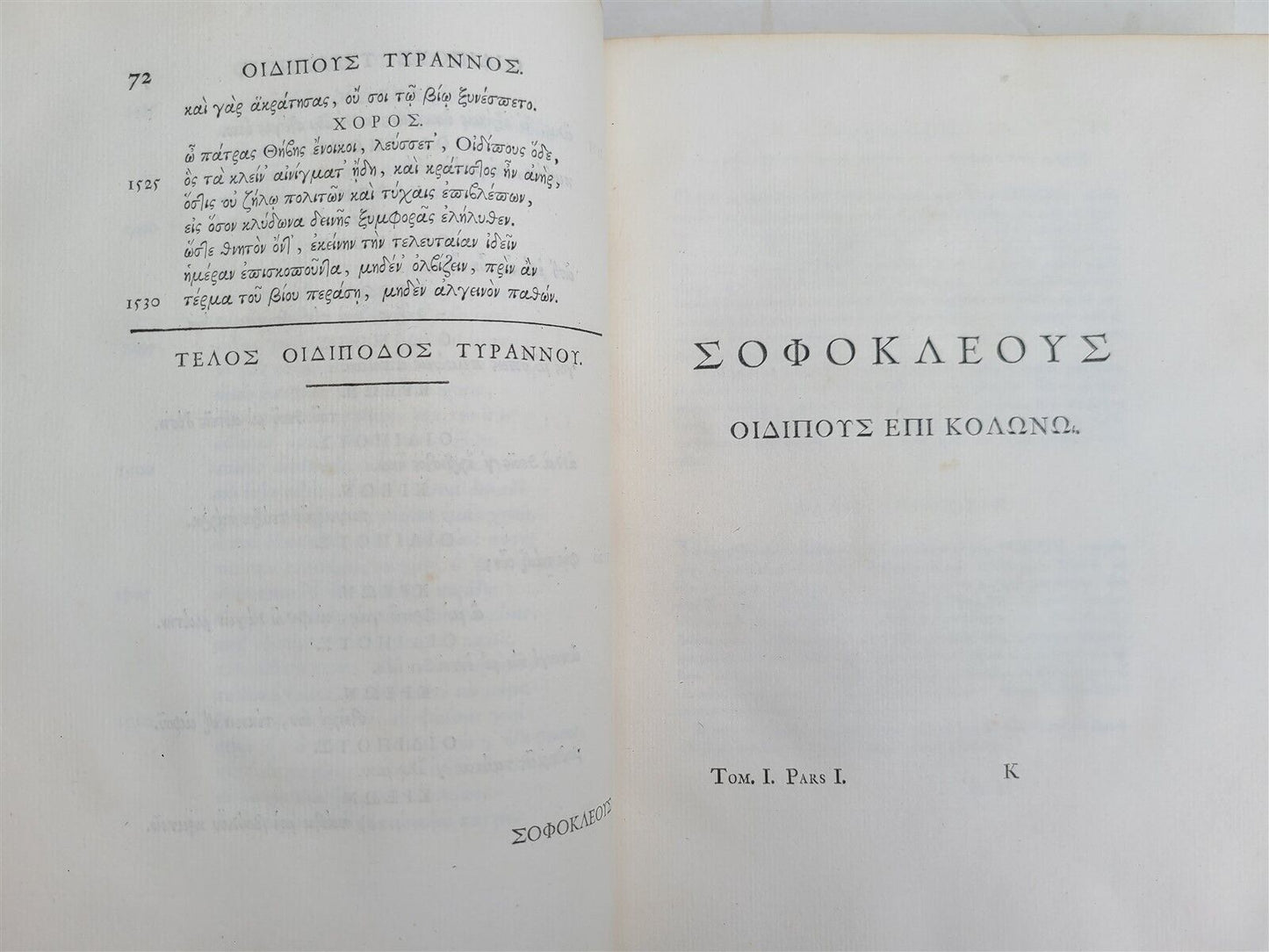 1786 SOPHOCLES POETRY in GREEK 2 VOLUMES antique