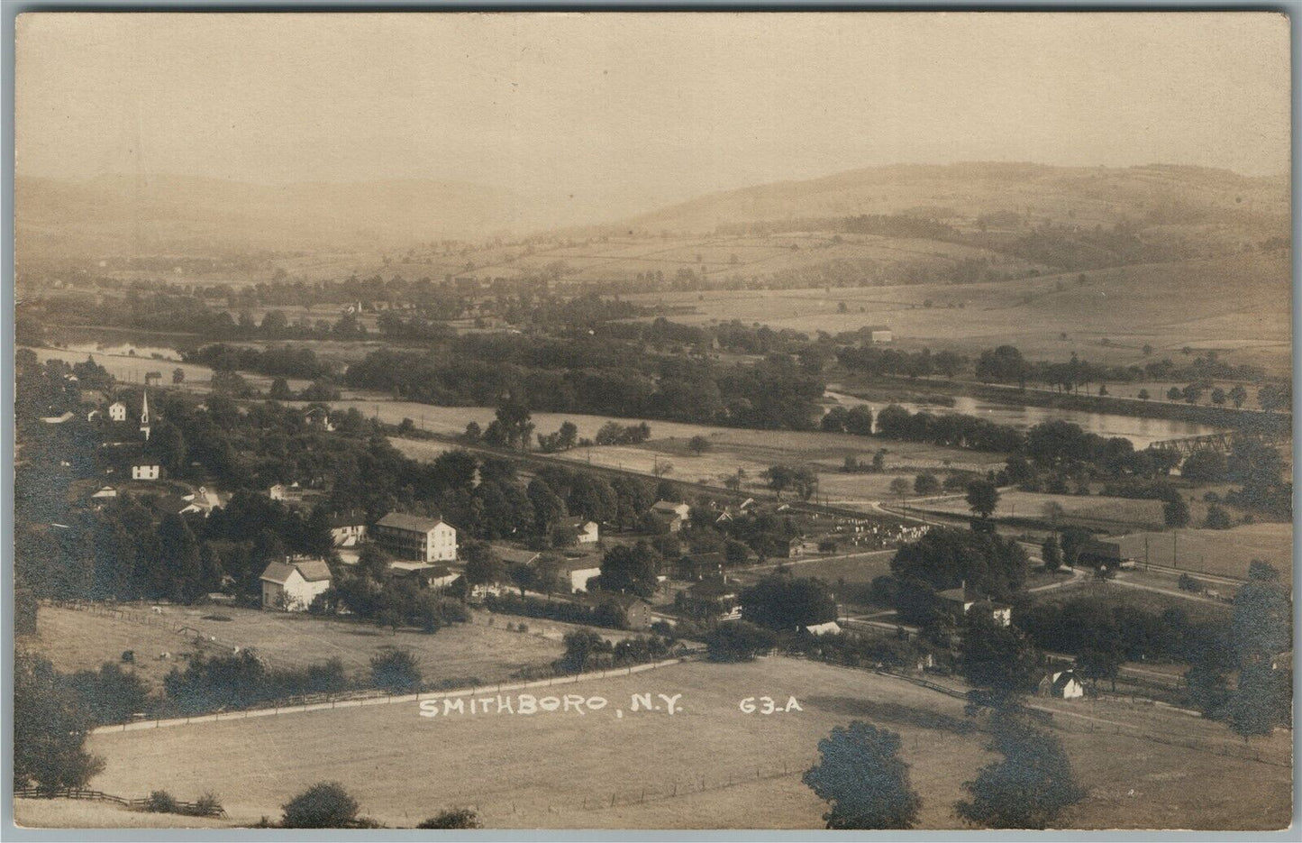 SMITHBORO NY BIRDS EYE VIEW ANTIQUE REAL PHOTO POSTCARD RPPC