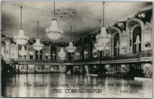 CHICAGO IL CONRAD HILTON VINTAGE REAL PHOTO POSTCARD RPPC