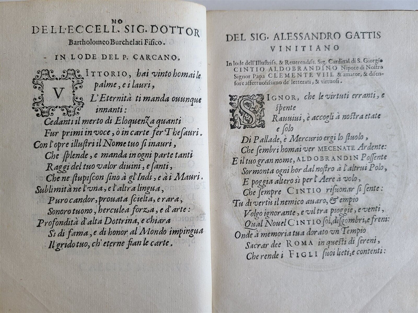 1598 DELLE ORATIONI LATINE et VOLGARI by Vittorio Carcano antique 16th CENTURY