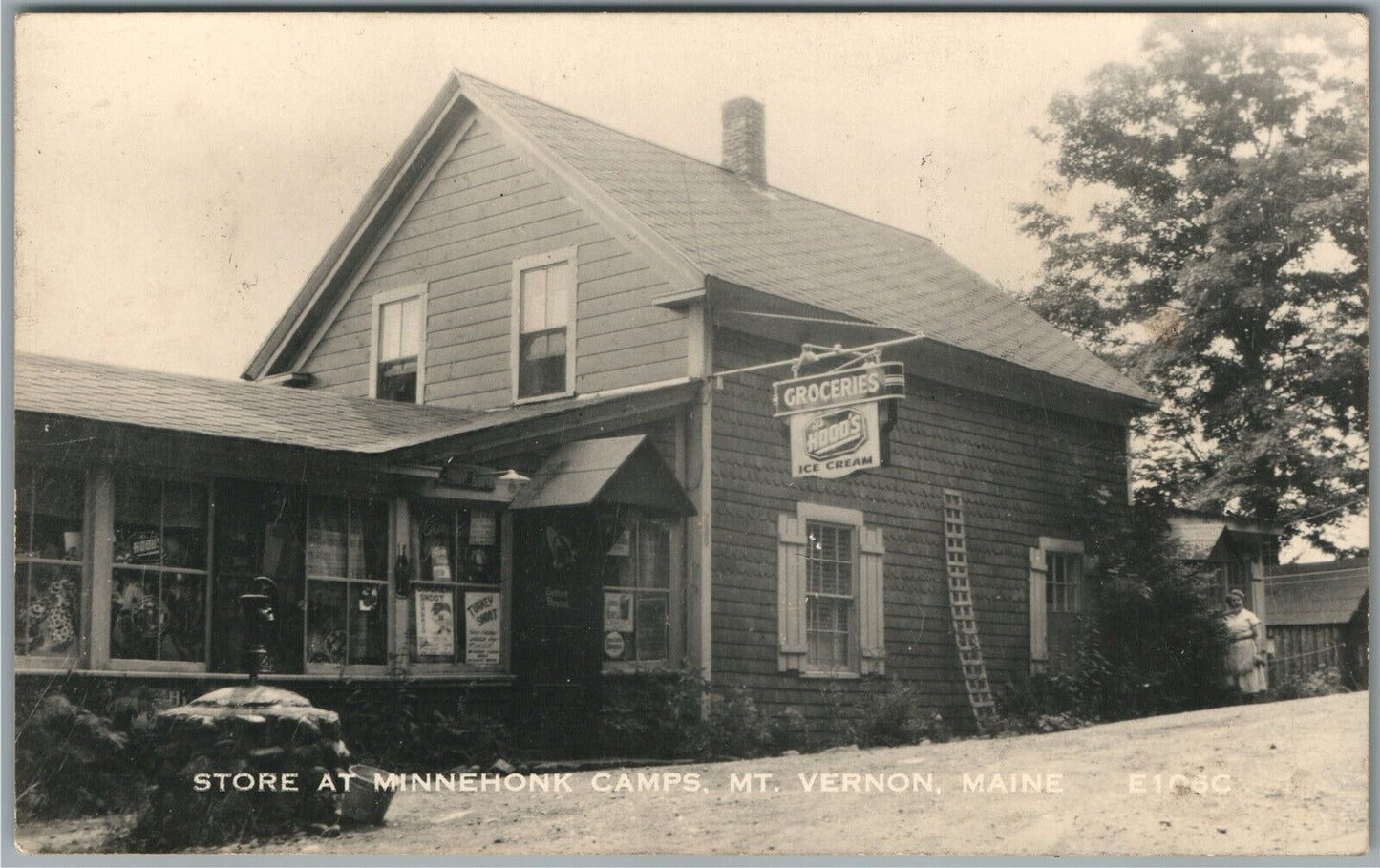 MT.VERNON ME STORE AT MINNEHONK CAMPS ANTIQUE REAL PHOTO POSTCARD RPPC