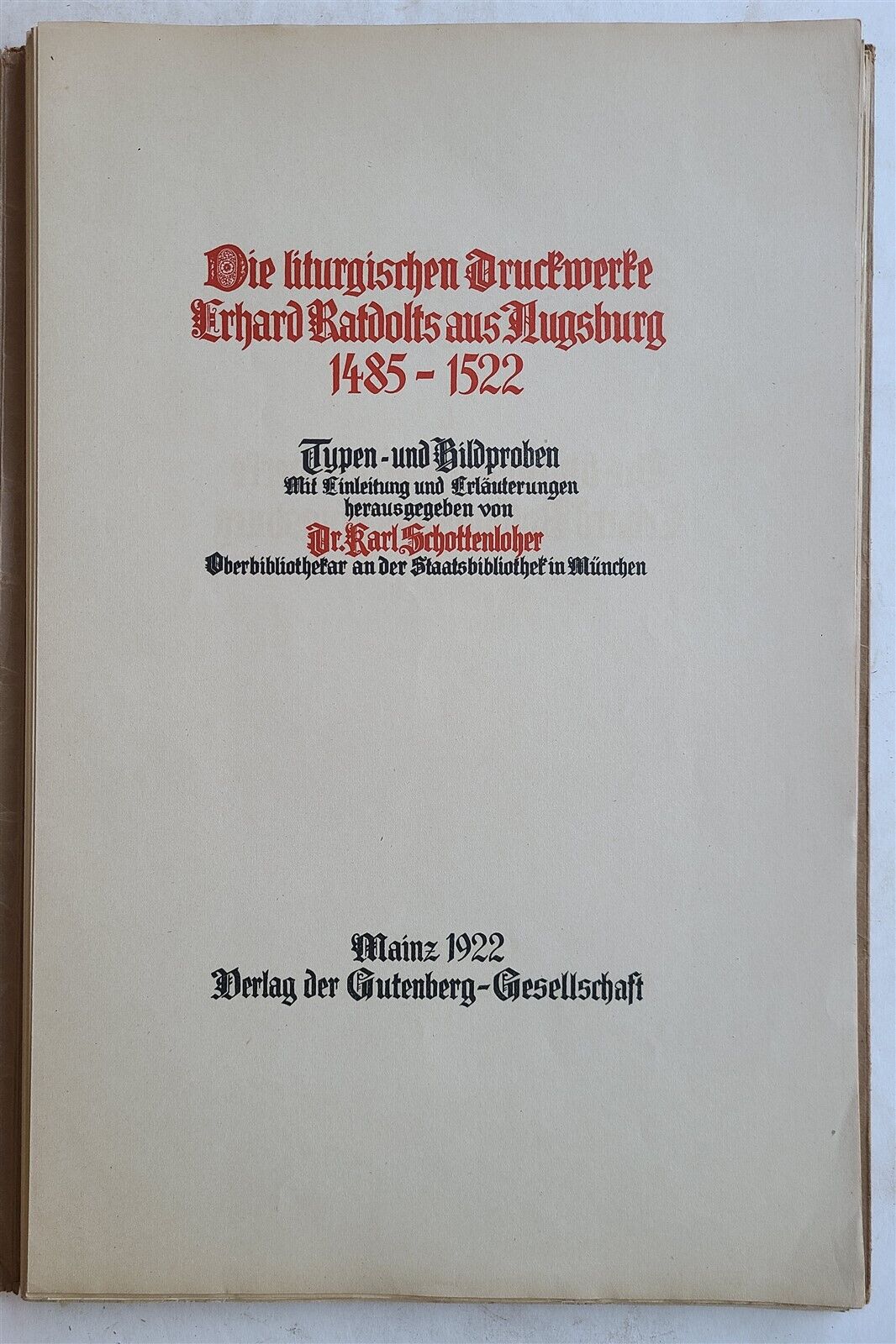 1922 FACSIMILES of LITURGICAL WORKS of Erhard Ratdolt AUGSBURG 1485-1522 antique