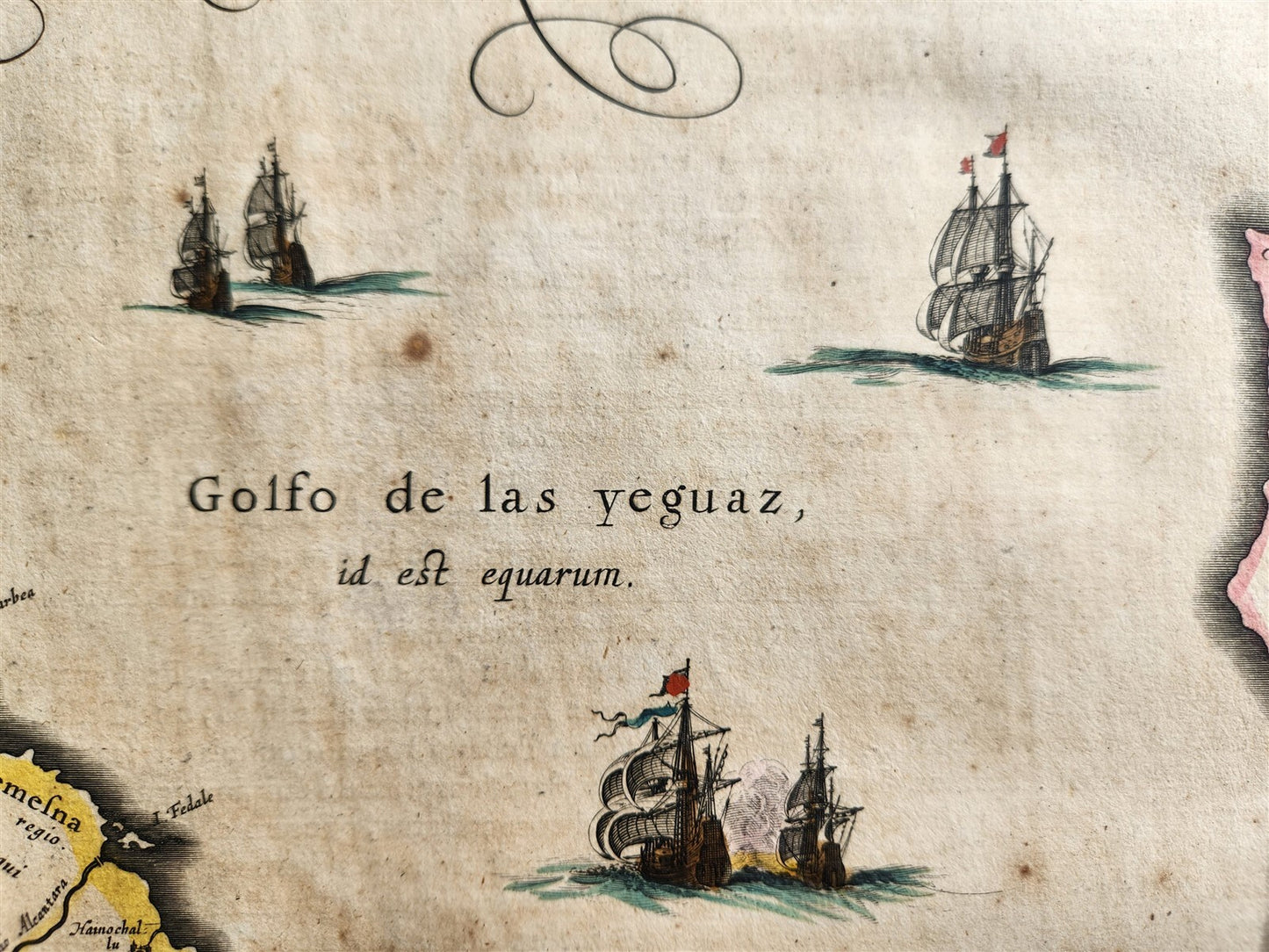 1640 MAP of MOROCCO NORTH AFRICA by WILLEM BLAEU antique AUTHENTIC hand colored