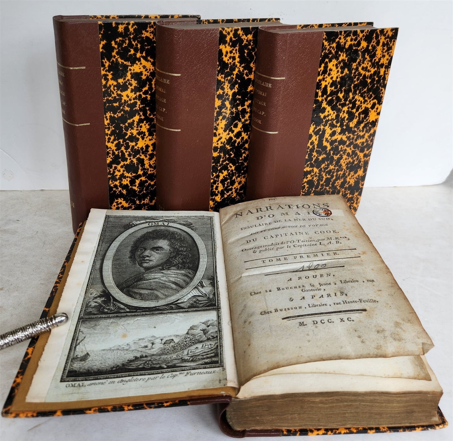 1790 TRAVELS of CAPTAIN JAMES COOK 4 VOLUMES SET antique in FRENCH