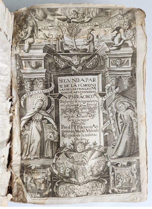 1649 CAPUCHIN ORDER CHRONICLES antique VELLUM BOUND MADRID in SPANISH