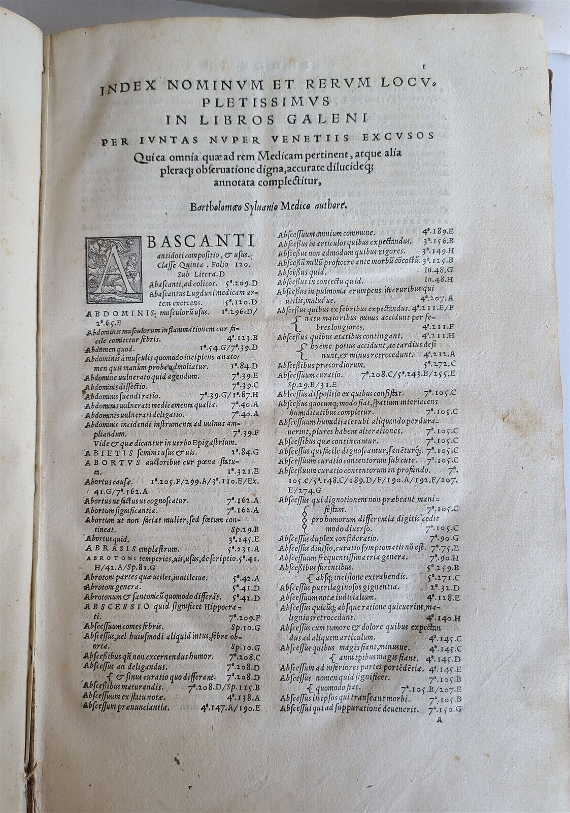 1542 GUINTI'S INDEX of GALEN'S WORKS antique FOLIO 16th century MEDICAL