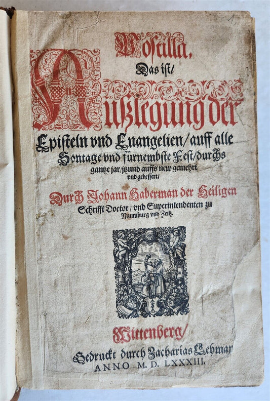 1583 ILLUSTRATED POSTILLA antique 80 WOODCUTS CRANACH SCHOOL ARTIST