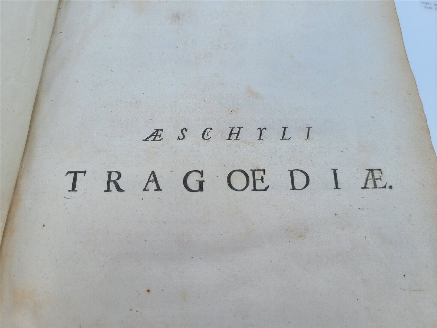 1663 AESCHYLUS TRAGEDIES antique VELLUM BOUND FOLIO w/ LATIN & GREEK TEXT