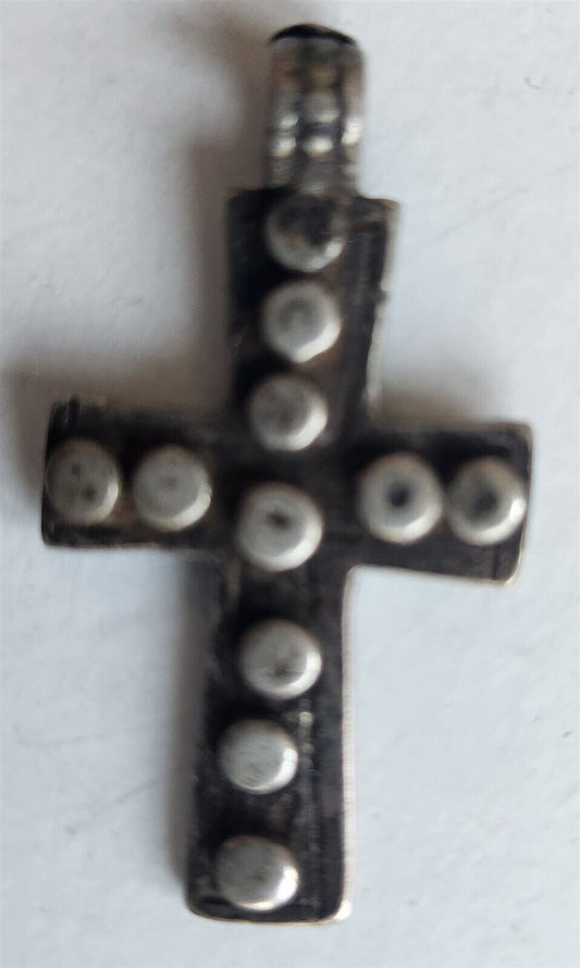 RUSSIAN or GREEK UNUSUAL WHITE METAL 18th-19th CENTURY antique NECK CROSS icon