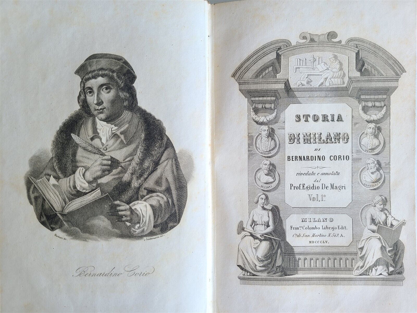 1855-57 MILAN HISTORY by B. CORIO 3 volumes antique ILLUSTRATED Storia di Milano