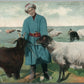 RUSSIAN CENTRAL ASIA SHEEP SHEPHERD ANTIQUE POSTCARD