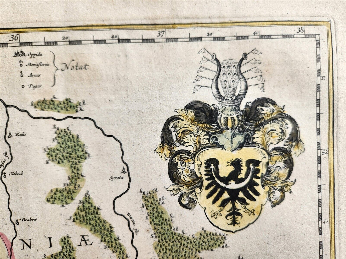 1640 MAP of GERMANY POLAND SILESIA by WILLEM BLAEU antique AUTHENTIC handcolored