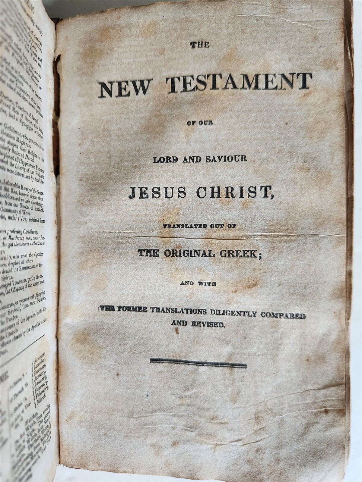 1828 BIBLE in ENGLISH antique BRATTLEBOROUGH Americana OLD & NEW TESTAMENT