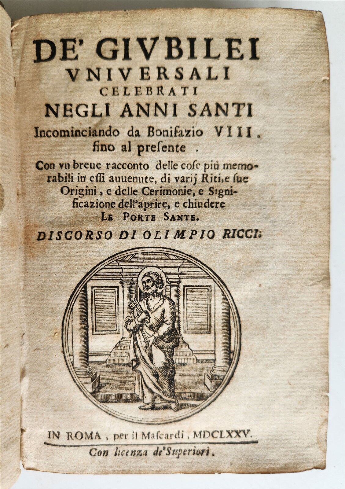 1675 DE GIUBILEI UNIVERSALI CELEBRATI NEGLI ANNI SANTI antique VELLUM