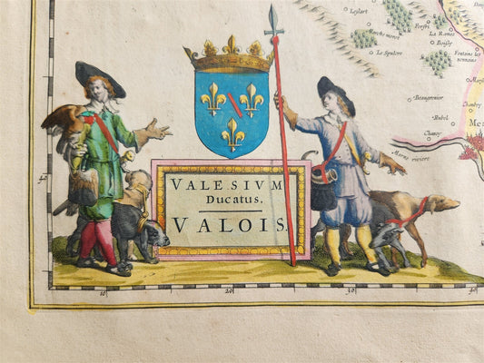 1640 MAP of DUCATUS VALOIS FRANCE by WILLEM BLAEU antique AUTHENTIC hand colored