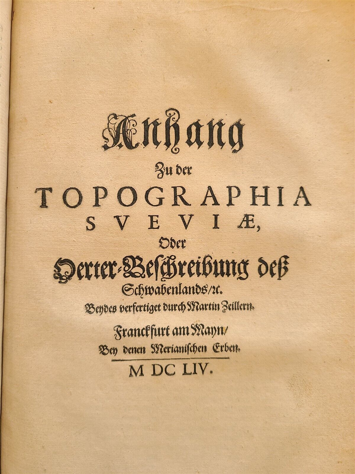 1654 GERMAN HISTORY & GEOGRAPHY of SWABIA antique Adam Gottlob von Moltke crest