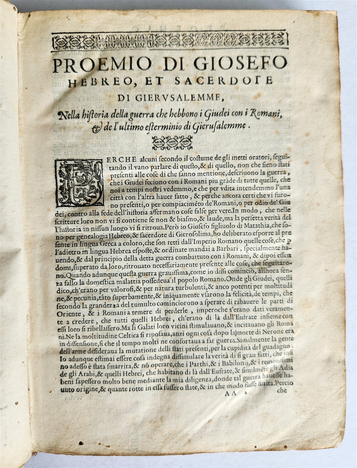 1574 JEWISH WARS by JOSEPHUS FLAVIUS in ITALIAN antique 16th CENTURY