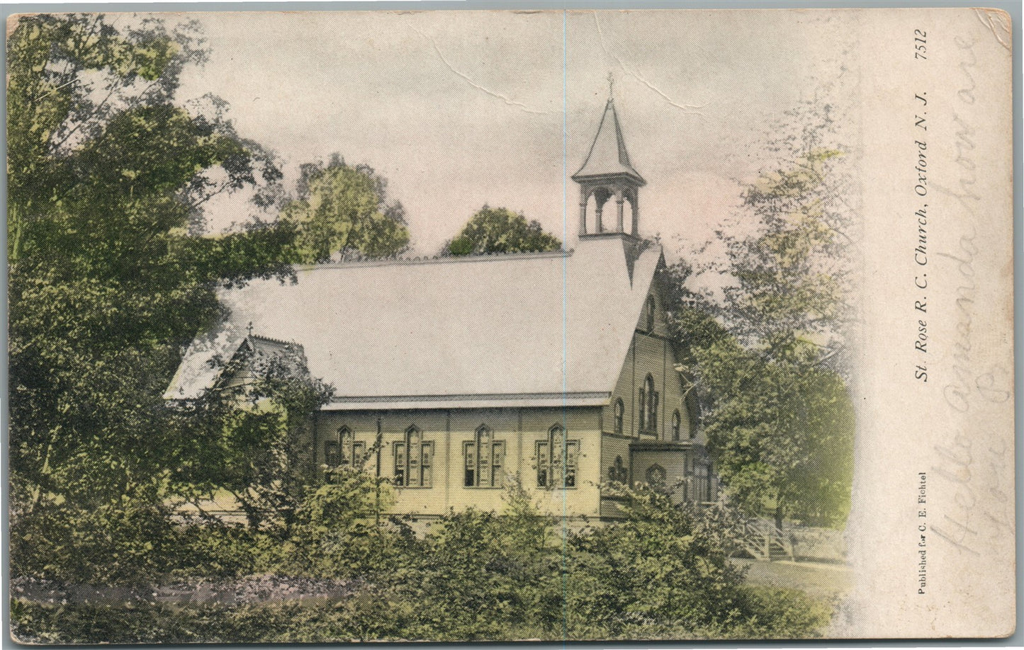 OXFORD NJ ST.ROSE CHURCH ANTIQUE POSTCARD