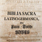 1737 BIBLE in LATIN & GERMAN antique PIGSKIN BOUND FOLIO