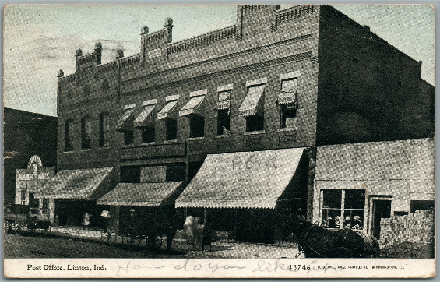 LINTON IN POST OFFICE ANTIQUE POSTCARD