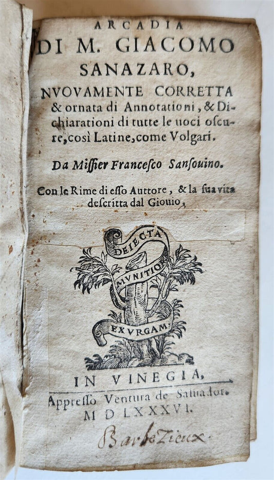 1586 IMPORTANT ITALIAN RENAISSANCE WORKS antique VELLUM Bembo Sansoiuno Ariosto