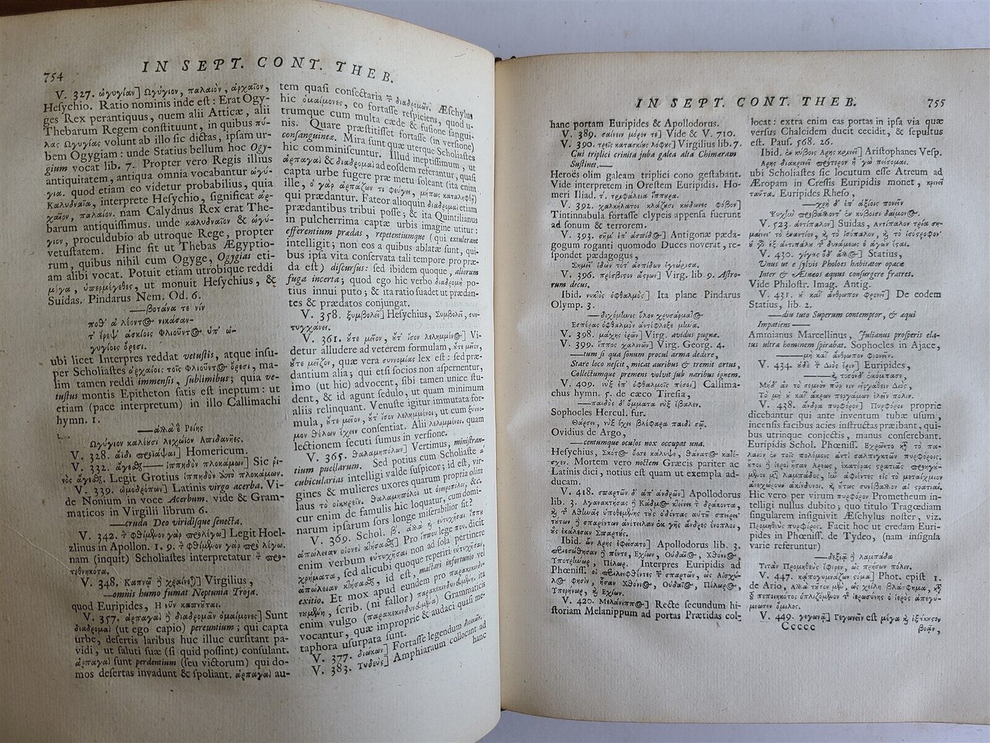 1745 AESCHYLUS TRAGEDIES 2 VOLUMES antique LATIN & GREEK TEXT