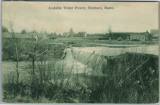 BURNHAM ME AVAILABLE WATER POWER ANTIQUE POSTCARD