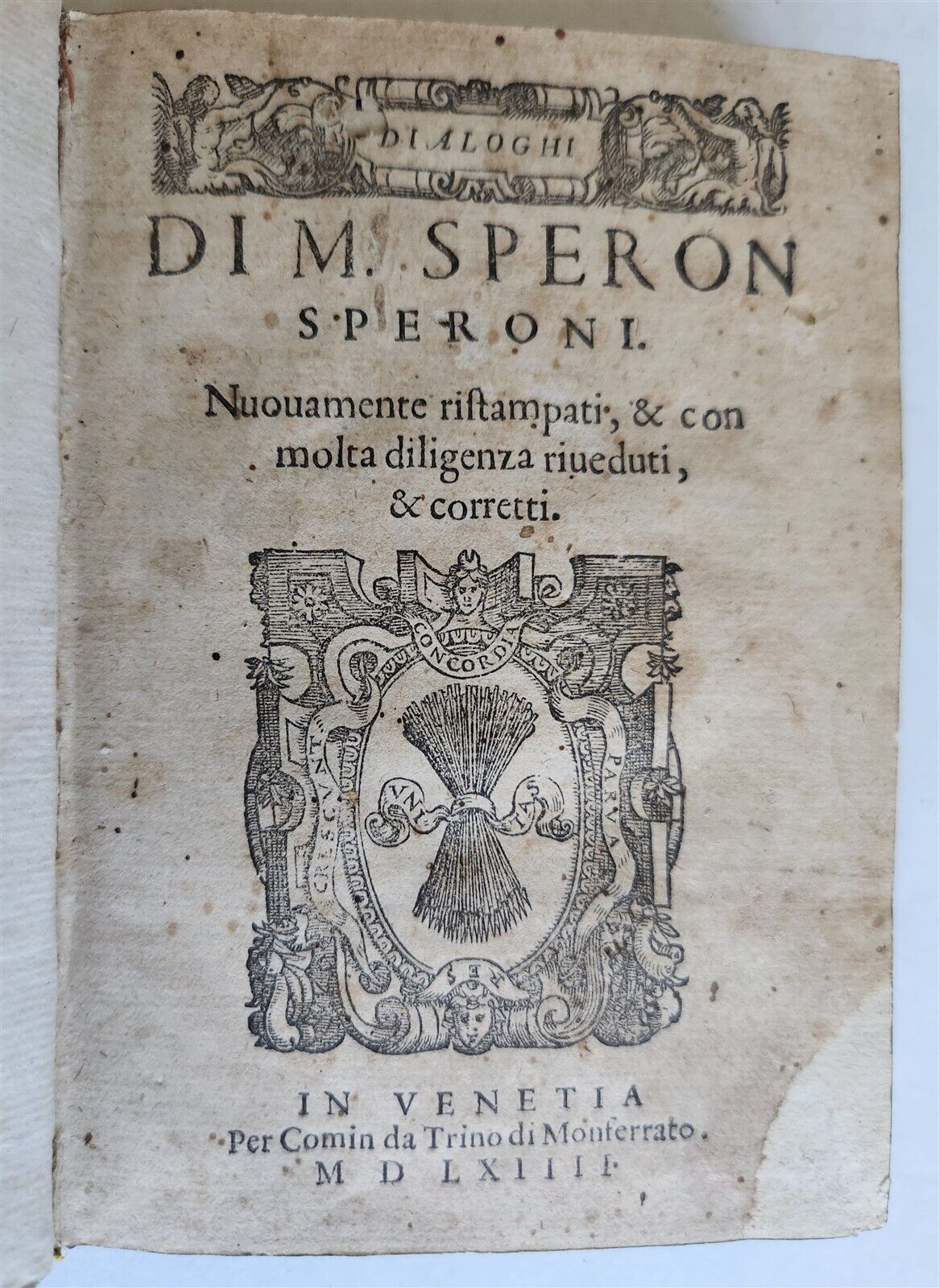 1564 DIALOGUES by SPERONE SPERONI antique VELLUM BOUND 16th CENTURY