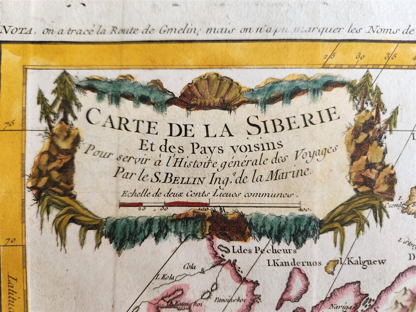 1754 CARTA DE LA SIBERIE antique MAP of RUSSIA