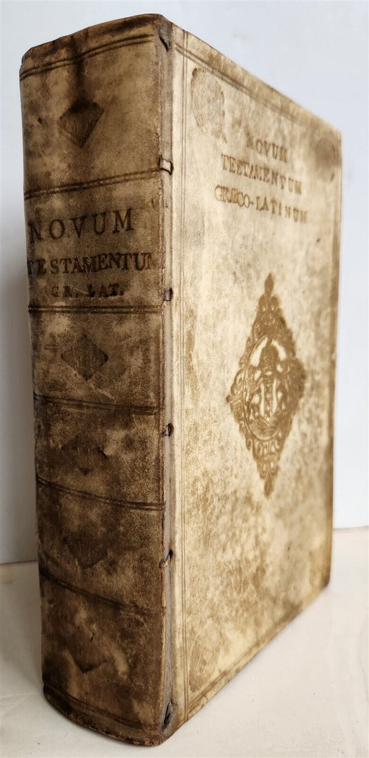 1671 GREEK BIBLE antique NEW TESTAMENT vellum binding