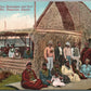 HAWAIIAN ISLANDS HI NATIVE HAWAIIANS & THEIR GRASS HUT ANTIQUE POSTCARD