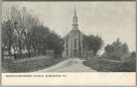 WORCESTER PA WENTZ'S REFORMED CHURCH ANTIQUE POSTCARD