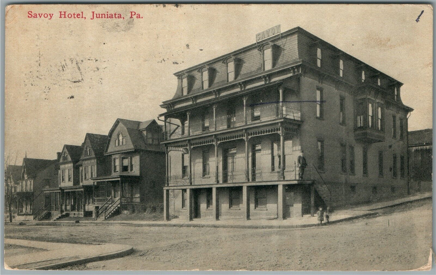 JUNIATA PA SAVOY HOTEL ANTIQUE POSTCARD