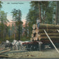 SPOKANE WA LOADING TIMBER ANTIQUE POSTCARD